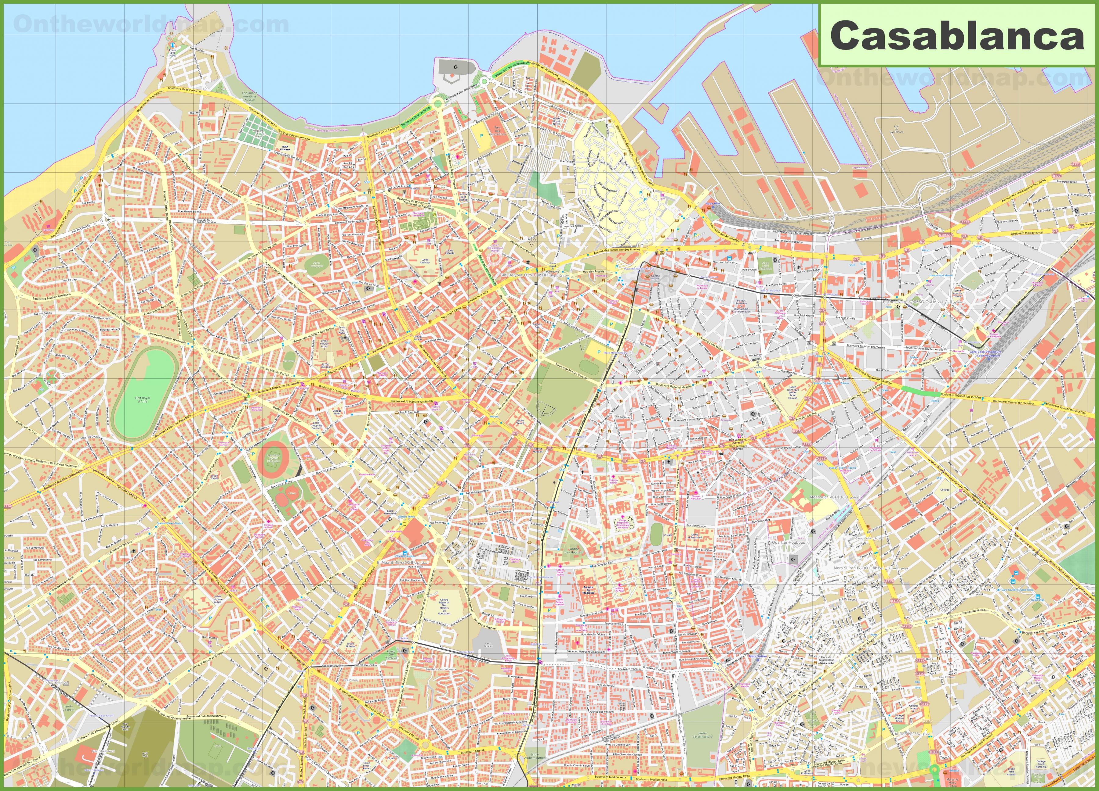 Casablanca Karten Verkehrskarten Und Touristische Karten Von Casablanca In Marokko