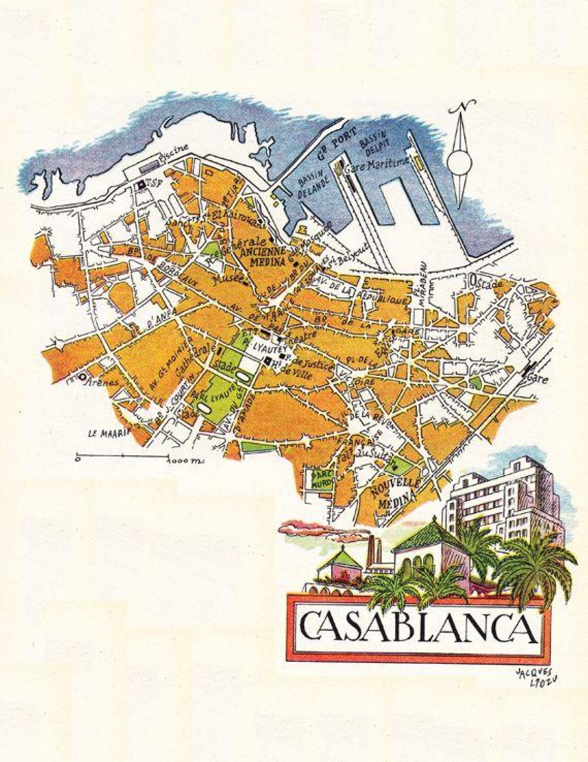 Antike Karte von Casablanca