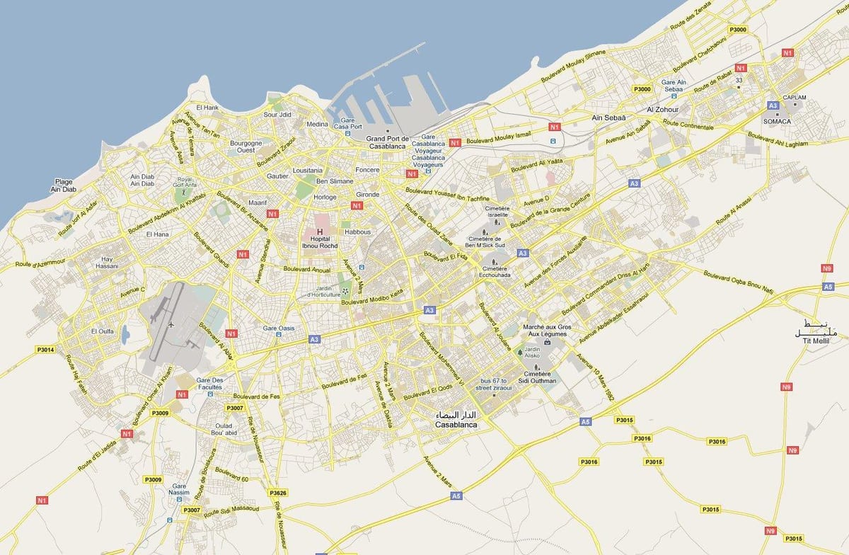 Straßenkarte von Casablanca