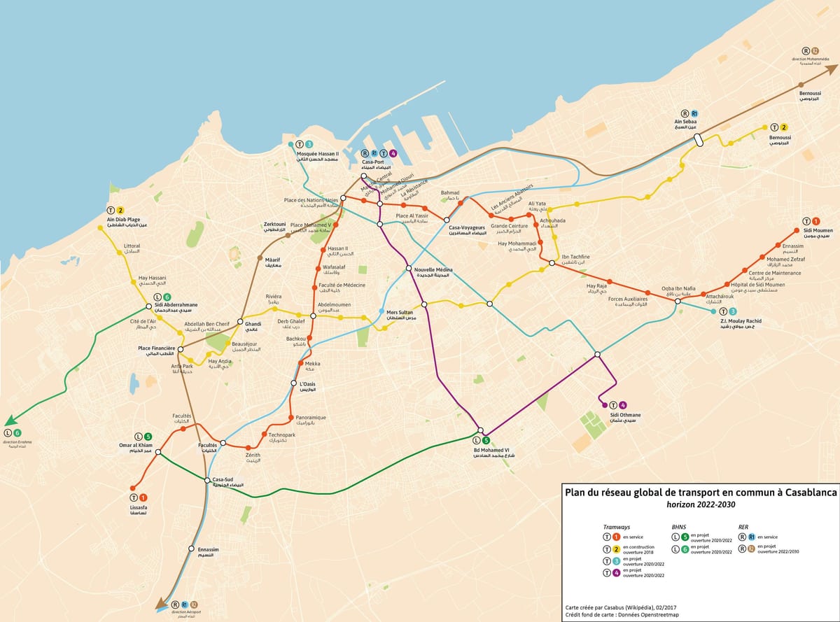 Karte der Bahnhöfe von Casablanca